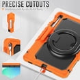 thumbnail image 6 of Case for Samsung Galaxy Tab S10 FE+ Plus 13.1 inch 2025, 360 Rotating Stand Handle Pencil Holder Shoulder Strap Heavy Duty Shockproof Cover, Orange, 6 of 7