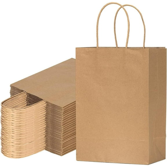 25Pcs Paper Gift Bags 5.91x3.15x8.27'',Gift Wrap Bags with Handles Brown Kraft Paper Bags for Small Business Paper Bags Bulk for Birthday Party Favors Shopping Retail