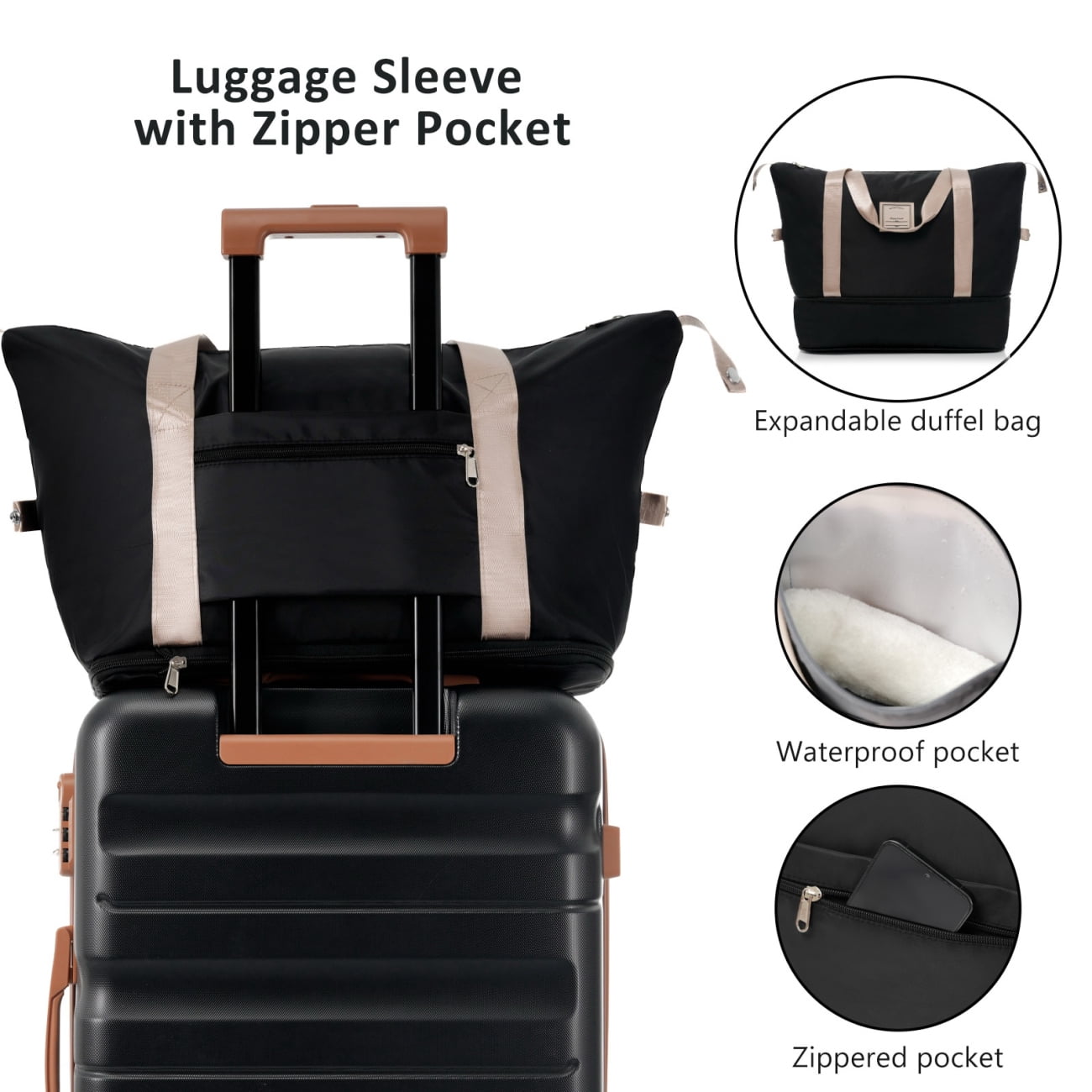 4-Piece ABS Hard Shell Luggage Set with Spinner Wheels & TSA Lock, Lightweight Suitcases for Men & Women Travel 12/20/24/28 Inch Black
