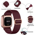 thumbnail image 2 of Elastic Bands Compatible with Fitbit Versa 2 Band Women Men, 2Pack Soft Adjustable Nylon Breathable Sport Band for Versa/Versa 2/Versa Lite/SE Smartwatch Loop Stretchy Wristband, Dark Wine/Rose Pink, 2 of 7