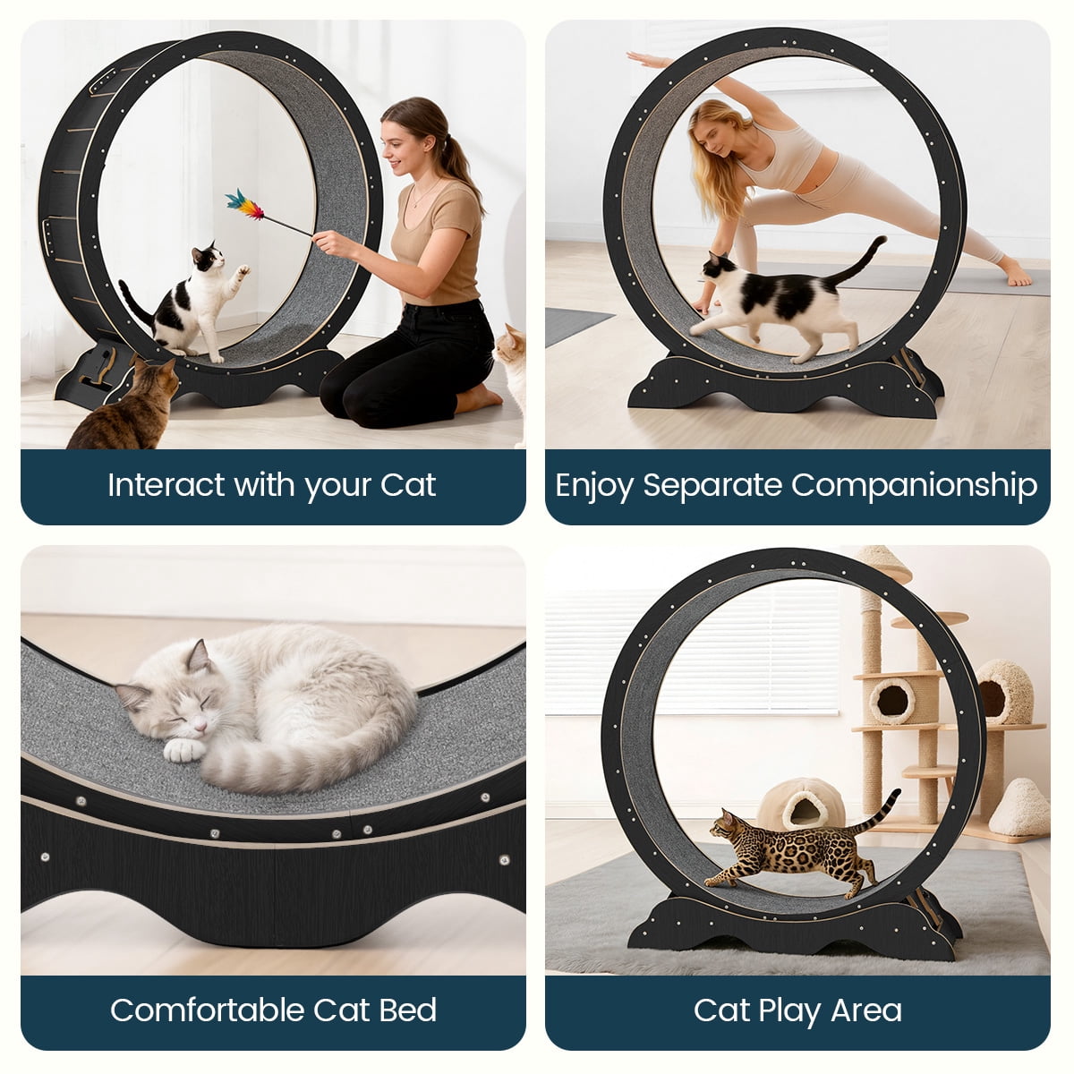 DOMIPET Cat Exercise Wheel, 45.3" Large XL Cat Treadmill Wheel for Indoor Cats, Running Wheel with Detachable Carpet for Running/Walking/Training, Suitable for Most Cats