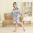 thumbnail image 4 of FORMRS Niños Bathrobe Unisex Hooded Robe Soft Plush Pajamas Sleepwear, Size 7-9T, Purple Retro Pattern, 4 of 7
