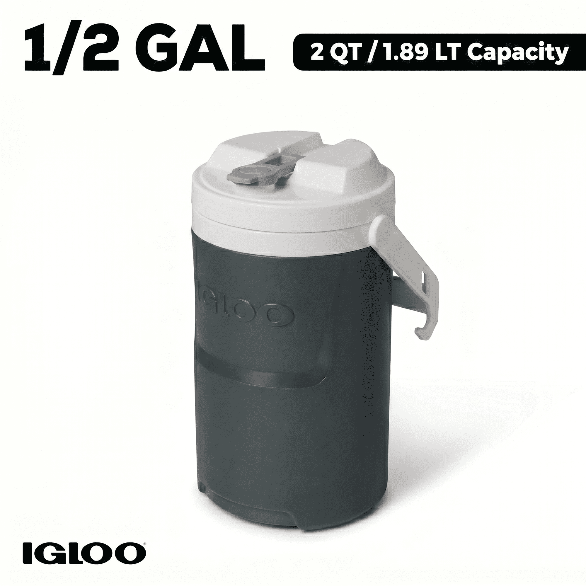 Igloo 1/2 Gallon Sports Beverage Plastic Jug with Hooks, Gray