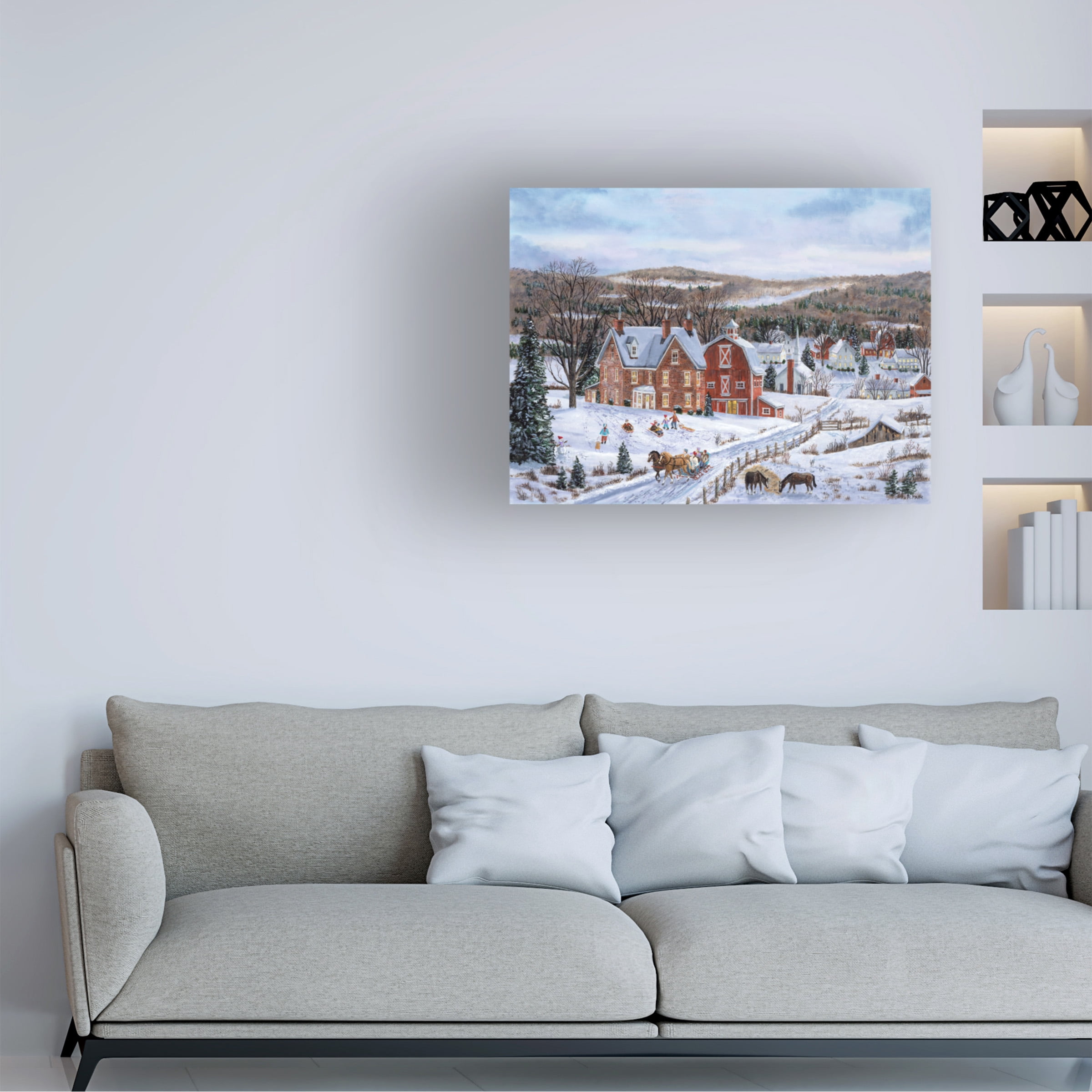 Canvas Wall Art - Bob Fair 'Village at Dusk' Wall Art for Living Room, Bedroom, or Office Décor by Trademark Fine Art - 19 x 14 Inches