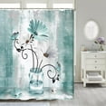 thumbnail image 3 of Rustic Farmhouse Floral Shower Curtain, Country Farm Teal Daisy Flowers Butterfly Abstract Shower Curtain Set, Turquoise Blue Shower Curtains Farmhouse Bathroom Accessories with 12PCS Hooks,70X84IN, 3 of 5