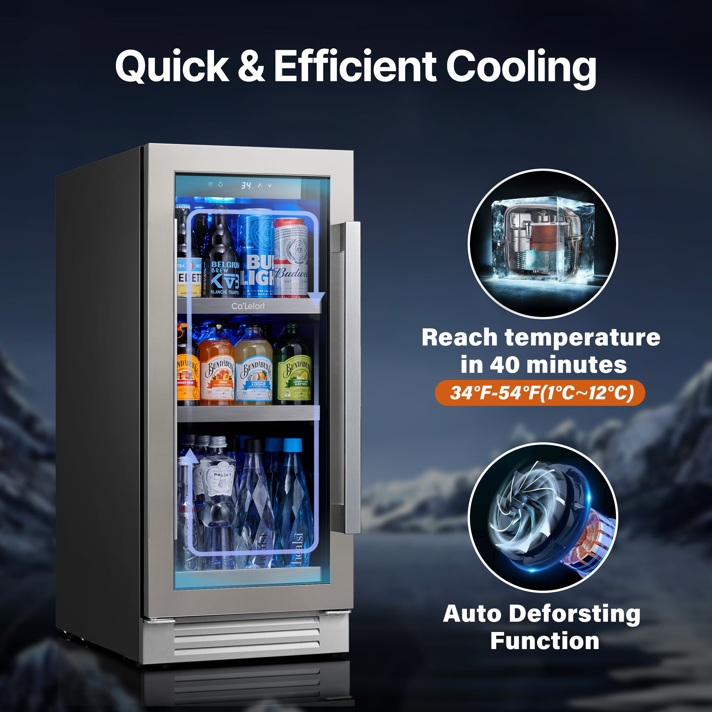 Ca'Lefort 15'' Beverage Refrigerator,Single Zone Beverage Fridge with Stainless Steel Door Frame