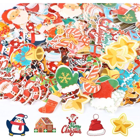 280pcs Edible Christmas Cake Decorations, 40 Designs Edible Christmas Cupcake Decorations Santa Claus Elk Gingerbread Man Bell Cake Toppers Decorations for Cake Decor