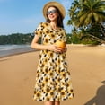 thumbnail image 4 of Honeii Vintage Plaid Cute Sunflower Print Women’s Short Sleeve Dress, Comfortable Casual Dress, Soft Polyester Spandex Blend, Stylish Everyday Wear for Summer, Perfect for Travel and Vacation, 4 of 6