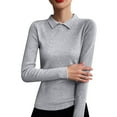 thumbnail image 2 of Zedker Women's Wool Sweaters,Long Sleeve Polo Shirts,V Neck Knitted Fall Winter Tops,Plus Size Gray XL, 2 of 5