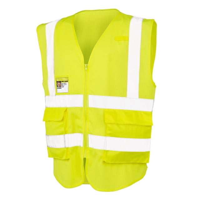 SAFE-GUARD by Result - Chaleco de Seguridad Executive Cool de Malla para Hombre (Amarillo Fluorescente)