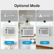 PhiloDeco 6000 BTU Window Air Conditioner Cool to 250 sq ft Intelligent, LED,Remote Control, Easy to Clean Filter Screen, Can Be Used as a Dehumidifier/Fan, Operates Quietly, and is Energy-Saving