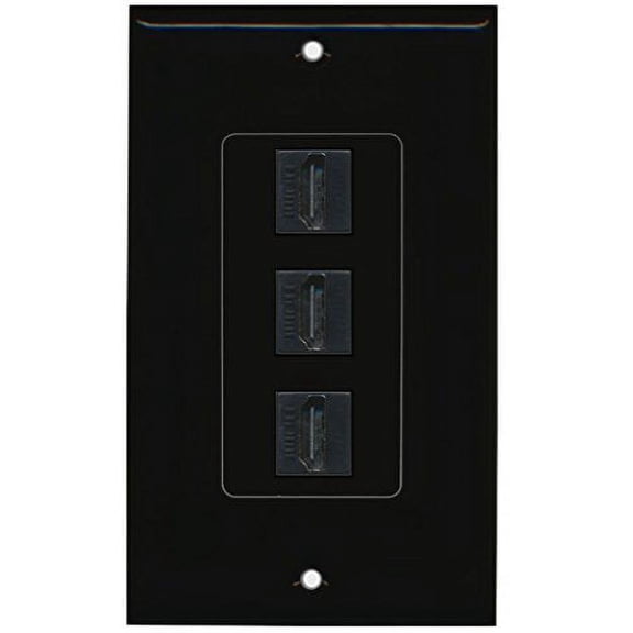 RiteAV - 3 Port HDMI Decorative Wall Plate - Black