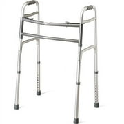 Medline Heavy-Duty Two-Button Folding Walker, Height Adjustable, 500 lb Capacity