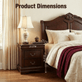 thumbnail image 4 of Traditional Solid Wood Nightstand with 2 Drawers in Black / Dark Cherry / White, 4 of 5