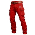 thumbnail image 3 of BUWTTED Mens Casual Pants Western Cargo Casual Work Trousers with Multiple Utility Pockets Outdoor Daily Wear Red Pants M, 3 of 5