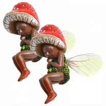 ICERUN 2Pcs Garden Statues,Resin Sleeping Fairy Sculpture Lawn Ornaments,Courtyard Sprite Garden Sculptures