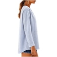 thumbnail image 3 of cocolona Womens Linen Blouses for Women Long Sleeve V Neck Striped Shirts Loose Casual Button Down Fall Tops, 3 of 6