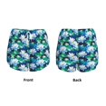 thumbnail image 3 of Yiaed Blue Lotus Flower Print Women's Running Shorts with Liner 3 Zipper Pockets Elastic Workout Athletic Gym Yoga Shorts-X-Large, 3 of 7