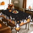 thumbnail image 2 of Halloween Ghost Pumpkin Tablecloth Waterproof, Black Orange Plaid Table Cloth Rectangle, Washable Table Cover for Halloween Party Home Kitchen Decoration (60×84 Inch), 2 of 6