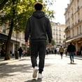thumbnail image 4 of Fabrcox M-5XL 2 Piece Mens Sweatsuit Fleece Mens Hoodie and Jogger Set Causal Athletic Gym Sweatshirt Joggers Track Suits for Men Set Black M, 4 of 7