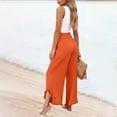 thumbnail image 6 of Linen Pants Women Wide Leg Summer Lounge Trousers Boho Flowy Palazzo Pant Fashion Beach Vacation Cotton Outfits 2026 Orange S, 6 of 7