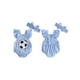 thumbnail image 2 of BemeyourBBs Newborn Baby Girl Boy Football Golf Baseball Outfit Cute Infant Spring Summer Clothes Bubble Rompers Flying Sleeve Soccer Ball Embroidery Cute Ruffle Jumpsuit Playsuit Headband, 2 of 9