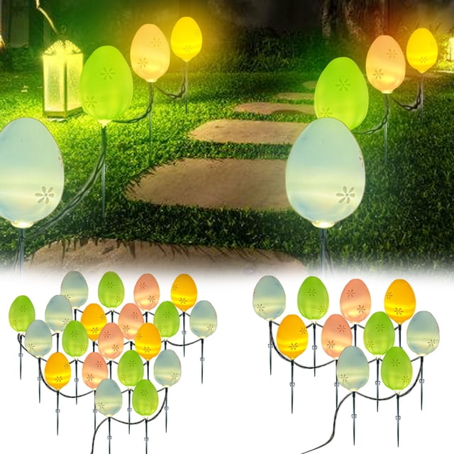 Xihbxyly Lámpara Decorativa de Pascua, Cadena de Luces Led, Luz Blanca Cálida, Decoración para Exteriores de Jardín y Porche, Control Remoto, Perfecta para Pascua, Bodas y Fiestas, 150 Cm/300 Cm de L