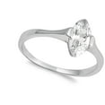 thumbnail image 4 of Marquise Clear Cubic Zirconia Solitaire Ring .925 Sterling Silver Band White Jewelry Female Size 6, 4 of 4