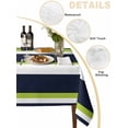 thumbnail image 2 of Green and Table Cloth 60x84 Inch Rectangle, Navy Blue Stripe Abstract Geometric Stripes Waterproof Tablecloth Washable Table Cover for Party Picnic Dinner Decor, 2 of 9