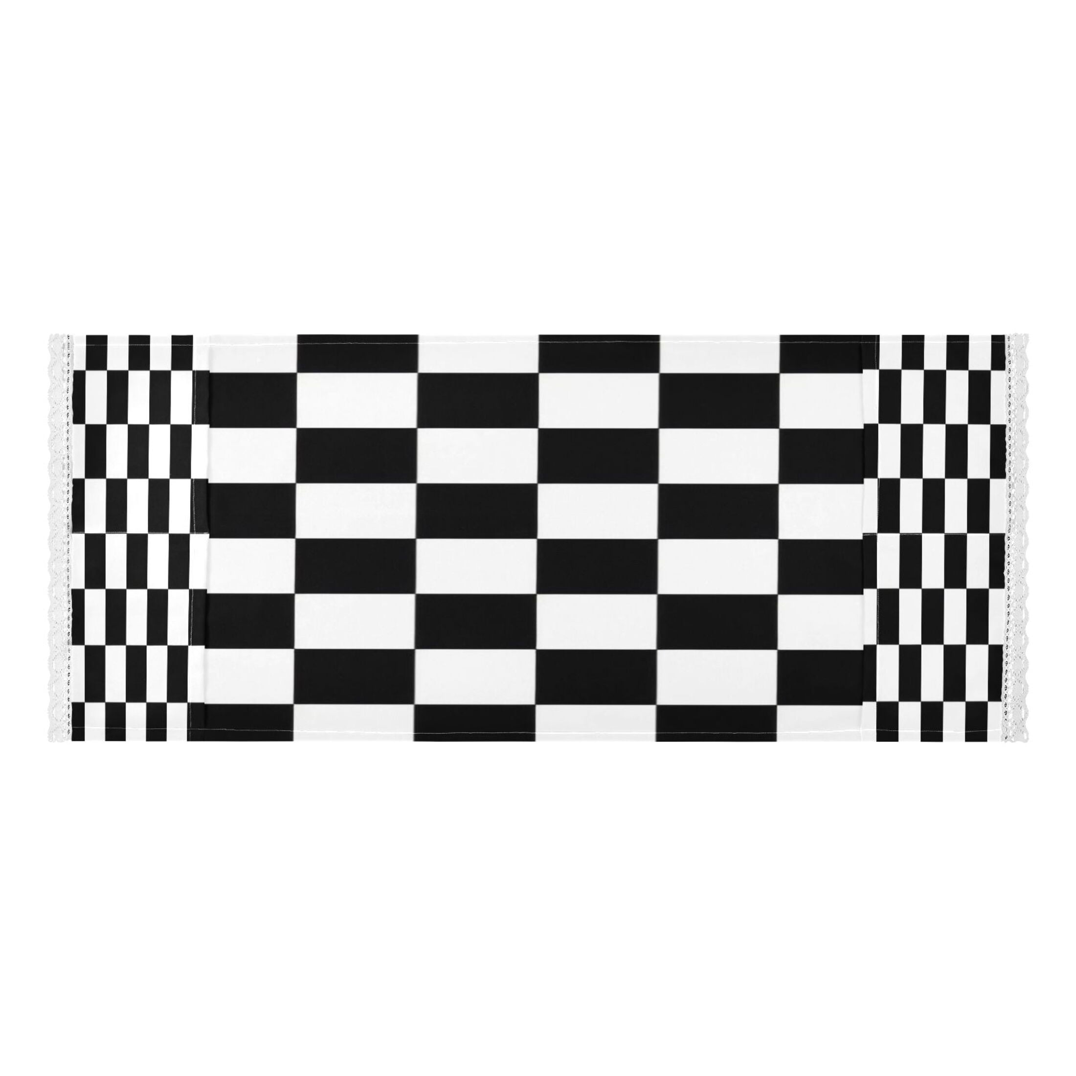 Washing Machine Cover 51.2x22in, Durable Polyester Dust Cover with Lace Trim and Side Pocket for Appliances Black and White Checkered