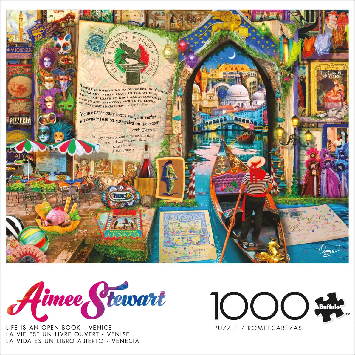 Buffalo Games Life is an Open Book - Venice Puzzle imbriqué de 1000 pièces pour adultes de 14 à 99 ans
