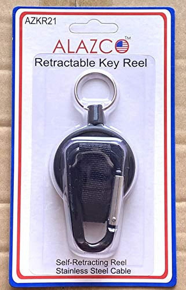 1 ALAZCO Heavy Duty Retractable Key Chain & Badge Reel Holder W/Carabiner  Clip - Swivel-Back Extractable 42 inch Yo-Yo Stainless Cable 8'' Total  Length - Great for Swipe ID Cards or USB