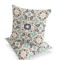thumbnail image 3 of Set of Two 16" X 16" Blue and Off White Blown Seam Floral Indoor Outdoor Throw Pillow, 3 of 5