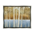thumbnail image 4 of Stupell Industries Birch Tree Lake Landscape Blue Gold Nature Painting Luster Gray Framed Floating Canvas Wall Art, 24x30, by James Wiens, 4 of 5