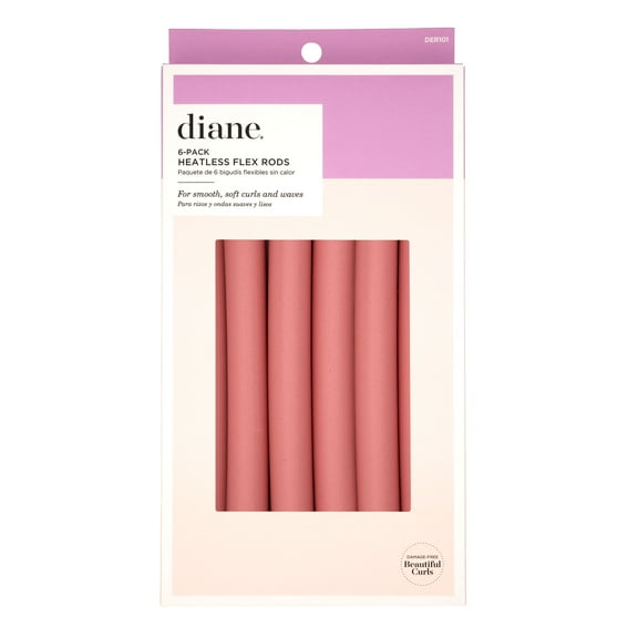 Diane 7/8" x 10" Heatless Flex Rods Hair Curlers, 6-Pack