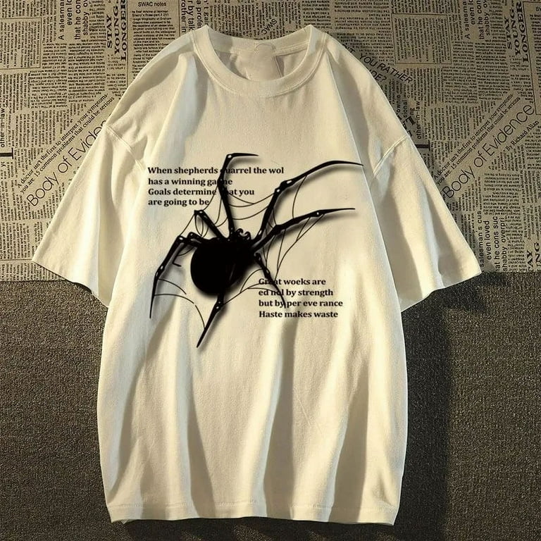 QIUTIAN Y2K Korean Men Streetwear Spider Graphic Acubi QIUTIAN Y2K Korean Men Streetwear Spider Graphic Acubi