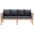thumbnail image 3 of vidaXL 2-Seater Garden Sofa with Cushions Poly Rattan Beige, 3 of 5