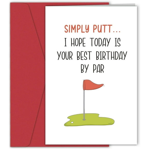 Funny Golf Birthday Card – "Simply Putt" Design – Blank Inside, Envelope Included – Perfect for Golf Lovers, Friends, and Family Birthdays