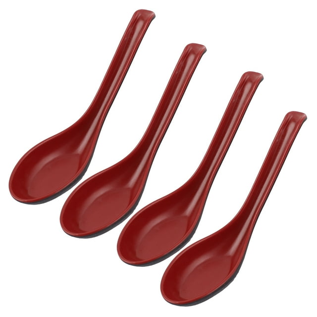 Unique Bargains 4pcs Plastic Home Kitchen Strong Cutlery Food Soup Spoons Black Red