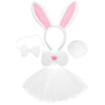 thumbnail image 1 of KAKOWELY 1 juego de diadema con orejas de conejo, falda tutú, cola de cosplay, pajarita decorativa, accesorios de disfraz de animal para Pascua, 1 of 4