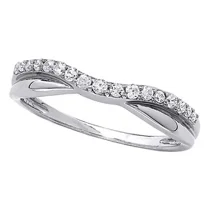 0.50CT Round Cut Simulated Diamond Women's Curved Wedding Band 925 Sterling Silver