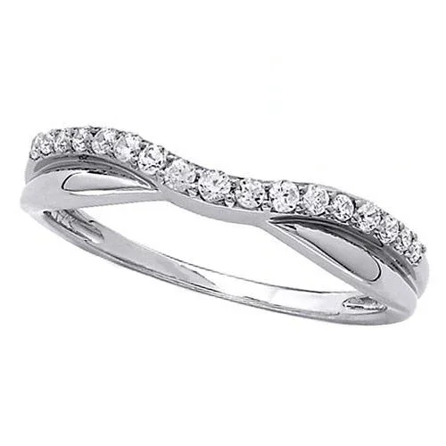 0.50CT Round Cut Simulated Diamond Women's Curved Wedding Band 925 Sterling Silver