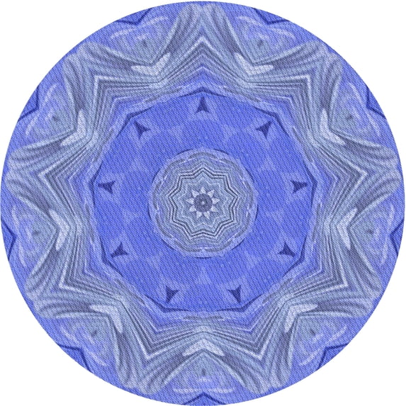 Ahgly Company Machine Washable Indoor Round Transitional Sky Blue Area Rugs, 7' Round