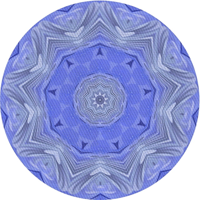Ahgly Company Tapis Rond Lavable en Machine Intérieur Transitionnel Bleu Ciel, 4 Pieds Rond