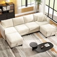 thumbnail image 4 of BedLuxury 112" Modular Sectional Sofa with 2 Moveable Storage Ottoman, Cloud Couch Seats 6, Modern Living Room Furniture, Chenille Beige, 4 of 12