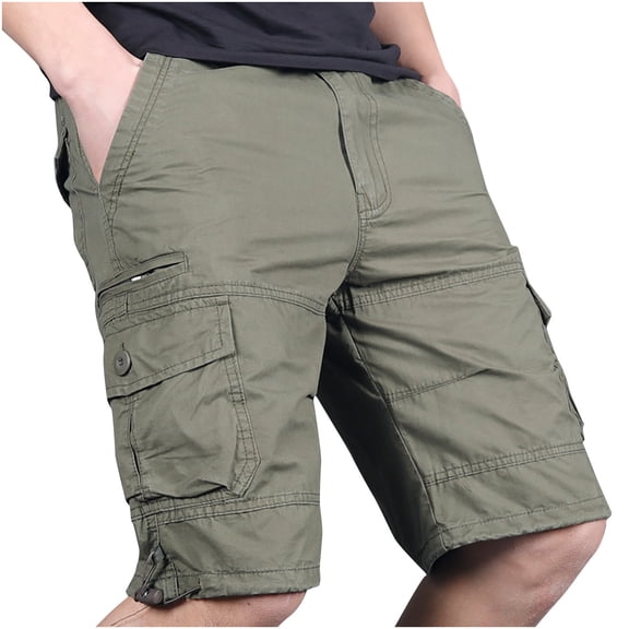 hoksml Men's Cotton Cargo Shorts - Relaxed Fit Multi-Pocket Design for Casual Outdoor Work and Daily Wear, Multi-Color