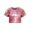 Red, variant on Dursoulink Short Sleeve Round-Neck Crop Top for Girls, Laser-Shiny Acrylic Fabric, Elastic Waist Design,露腰 Style, Four-Season Wear, Performance Outfit for Pageants and Ceremonies