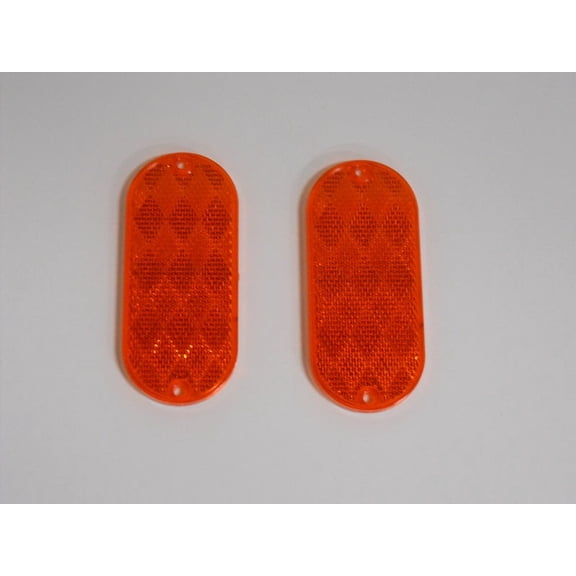 (2) Amber Oval Boat Truck Trailer Mail Box Reflex Reflectors