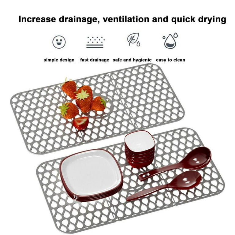 Gorware Dish Drying Mat Silicone Drying Mats for Kitchen Counter, Heat Resistant Washable Rubber Drying Rack Mat for Dishes Easy Clean, Size: Small