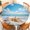 Beach Blue Seashell, variant on Waterproof Round Tablecloth with Elastic Edge, Fitted Round Table Cover Wipeable Summer Tablecover ,Sizes Available to Fit 36"-65" Diameter Round Tables for Picnic & Party
